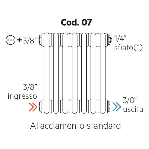 Immagine di Irsap allacciamento standard per Tesi, senza tappi montati, 3/8" ingresso e 3/8" uscita Cod.07