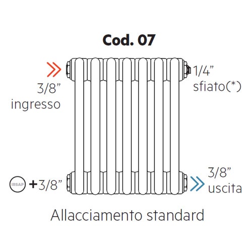 Immagine di Irsap allacciamento standard per Tesi, senza tappi montati, 3/8" ingresso e 3/8" uscita Cod.07
