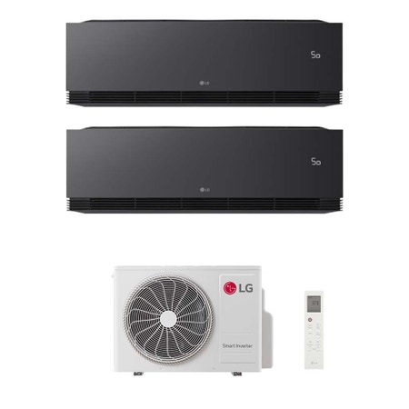 Immagine di LG ARTCOOL Black AI Air Climatizzatore a parete dual split inverter Wi-Fi black - nero opaco | unità esterna R32 4.1 kW unità interne 9000+9000 BTU MU2R15.018A0+AA[09|09]SB.NS1
