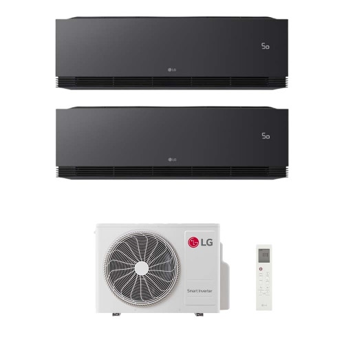 Immagine di LG ARTCOOL Black AI Air Climatizzatore a parete dual split inverter Wi-Fi black - nero opaco | unità esterna R32 4.7 kW unità interne 9000+9000 BTU MU2R17.U18A0+AA[09|09]SB.NS1