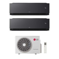 Immagine di LG ARTCOOL Black AI Air Climatizzatore a parete dual split inverter Wi-Fi black - nero opaco | unità esterna R32 7.9 kW unità interne 9000+9000 BTU MU4R27.U24A0+AA[09|09]SB.NS1