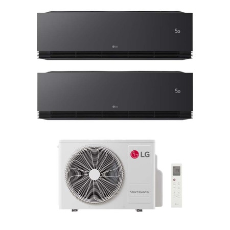 Immagine di LG ARTCOOL Black AI Air Climatizzatore a parete dual split inverter Wi-Fi black - nero opaco | unità esterna R32 7.9 kW unità interne 9000+9000 BTU MU4R27.U24A0+AA[09|09]SB.NS1