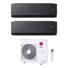 Immagine di LG ARTCOOL Black AI Air Climatizzatore a parete dual split inverter Wi-Fi black - nero opaco | unità esterna R32 8.8 kW unità interne 9000+9000 BTU MU5R30.U36A0+AA[09|09]SB.NS1
