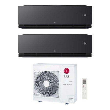 Immagine di LG ARTCOOL Black AI Air Climatizzatore a parete dual split inverter Wi-Fi black - nero opaco | unità esterna R32 8.8 kW unità interne 9000+9000 BTU MU5R30.U36A0+AA[09|09]SB.NS1