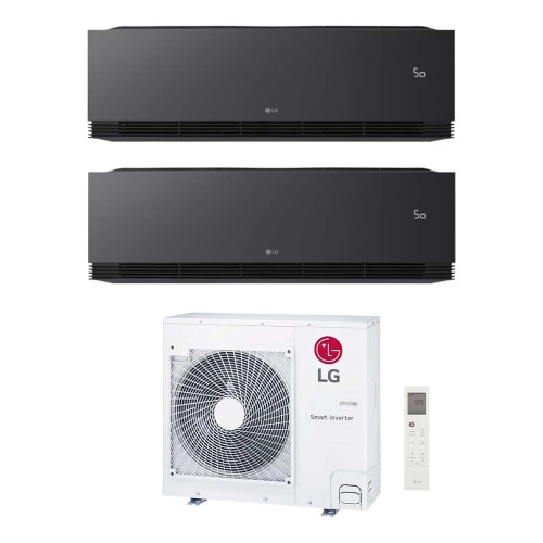 Immagine di LG ARTCOOL Black AI Air Climatizzatore a parete dual split inverter Wi-Fi black - nero opaco | unità esterna R32 8.8 kW unità interne 9000+9000 BTU MU5R30.U36A0+AA[09|09]SB.NS1