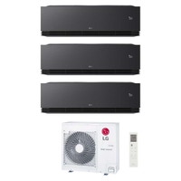 Immagine di LG ARTCOOL Black AI Air Climatizzatore a parete trial split inverter Wi-Fi black - nero opaco | unità esterna R32 8.8 kW unità interne 12000+12000+12000 BTU MU5R30.U36A0+AA[12|12|12]SB.NS1
