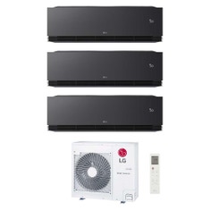 Immagine di LG ARTCOOL Black AI Air Climatizzatore a parete trial split inverter Wi-Fi black - nero opaco | unità esterna R32 8.8 kW unità interne 9000+9000+9000 BTU MU5R30.U36A0+AA[09|09|09]SB.NS1