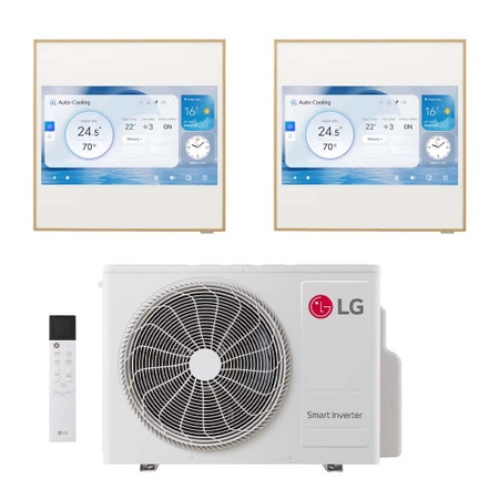 Immagine di LG ARTCOOL Gallery LCD Climatizzatore a parete dual split inverter Wi-Fi | unità esterna R32 6.2 kW unità interne 9000+9000 BTU MU3R21.U24A0+A[09|09]GA2N.EEU