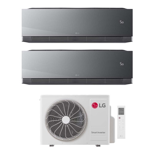 Immagine di LG ARTCOOL Mirror AI Air Climatizzatore a parete dual split inverter Wi-Fi mirror - finitura a specchio | unità esterna R32 4.1 kW unità interne 9000+9000 BTU MU2R15.018A0+AA[09|09]SP.NS1