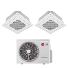 Immagine di LG Cassetta 4 vie Climatizzatore a cassetta dual split inverter bianco | unità esterna R32 4.1 kW unità interne 9000+9000 BTU MU2R15.018A0+CT[09|09]F.NR0
