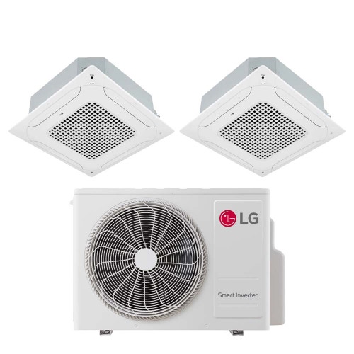 Immagine di LG Cassetta 4 vie Climatizzatore a cassetta dual split inverter bianco | unità esterna R32 7 kW unità interne 9000+9000 BTU MU4R25.U24A0+CT[09|09]F.NR0
