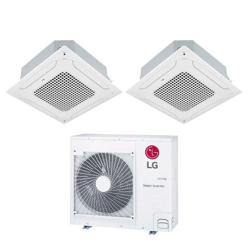 Immagine di LG Cassetta 4 vie Climatizzatore a cassetta dual split inverter bianco | unità esterna R32 8.8 kW unità interne 9000+9000 BTU MU5R30.U36A0+CT[09|09]F.NR0