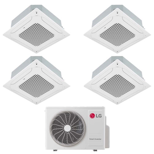 Immagine di LG Cassetta 4 vie Climatizzatore a cassetta quadri split inverter bianco | unità esterna R32 7 kW unità interne 9000+9000+9000+9000 BTU MU4R25.U24A0+CT[09|09|09|09]F.NR0