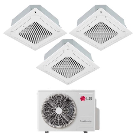 Immagine di LG Cassetta 4 vie Climatizzatore a cassetta trial split inverter bianco | unità esterna R32 7.9 kW unità interne 9000+9000+9000 BTU MU4R27.U24A0+CT[09|09|09]F.NR0