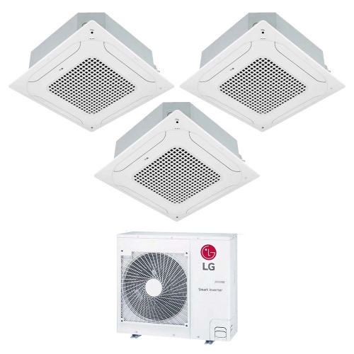 Immagine di LG Cassetta 4 vie Climatizzatore a cassetta trial split inverter bianco | unità esterna R32 8.8 kW unità interne 9000+9000+9000 BTU MU5R30.U36A0+CT[09|09|09]F.NR0