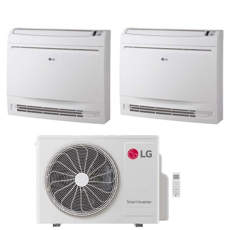 Immagine di LG CONSOLE Climatizzatore console da pavimento dual split inverter Wi-Fi bianco | unità esterna R32 7 kW unità interne 9000+9000 BTU MU4R25.U24A0+UQ[09|09]F.NA0
