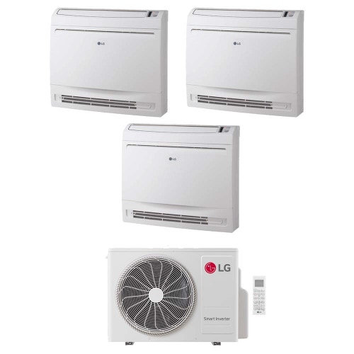 Immagine di LG CONSOLE Climatizzatore console da pavimento trial split inverter Wi-Fi bianco | unità esterna R32 7 kW unità interne 9000+9000+9000 BTU MU4R25.U24A0+UQ[09|09|09]F.NA0