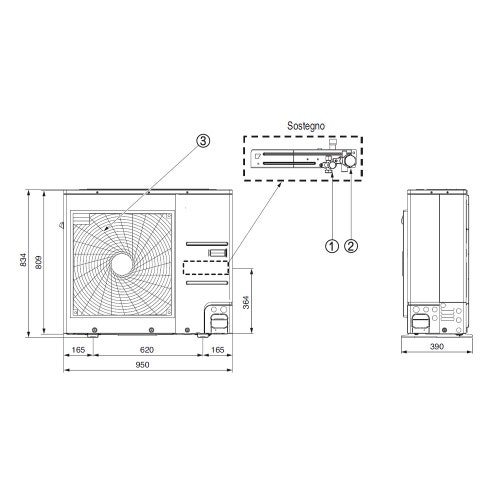 Immagine di LG THERMA V R32 sistema idronico monofase composto da pompa di calore 7 kW e unità interna COMBI UNIT con accumulo 200 litri HU071MR.U44+HN0913T.NK0