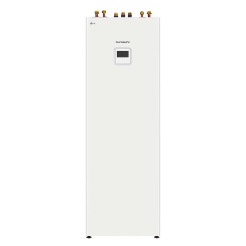 Immagine di LG THERMA V R32 sistema idronico monofase composto da pompa di calore 7 kW e unità interna COMBI UNIT con accumulo 200 litri HU071MR.U44+HN0913T.NK0