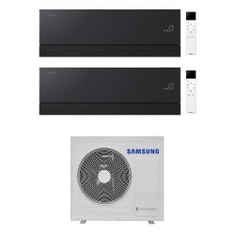 Immagine di Samsung WINDFREE Première Climatizzatore a parete dual split inverter Wi-Fi soapstone charcoal | unità esterna R32 6.8 kW unità interne 12000+12000 BTU AJ068TXJ3KG/EU+AR70H[12|12]C1ABNEU
