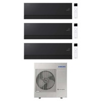 Immagine di Samsung WINDFREE Première Climatizzatore a parete trial split inverter Wi-Fi soapstone charcoal | unità esterna R32 10 kW unità interne 7000+7000+7000 BTU AJ100TXJ5KG/EU+AR70H[07|07|07]C1ABNEU