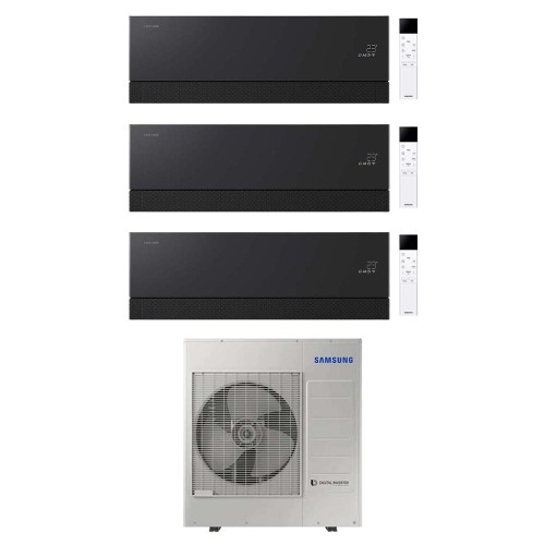 Immagine di Samsung WINDFREE Première Climatizzatore a parete trial split inverter Wi-Fi soapstone charcoal | unità esterna R32 10 kW unità interne 7000+9000+12000 BTU AJ100TXJ5KG/EU+AR70H[07|09|12]C1ABNEU