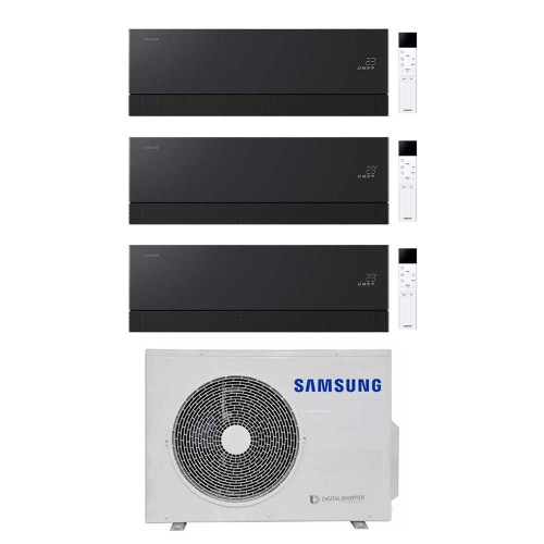 Immagine di Samsung WINDFREE Première Climatizzatore a parete trial split inverter Wi-Fi soapstone charcoal | unità esterna R32 5.2 kW unità interne 9000+9000+9000 BTU AJ052TXJ3KG/EU+AR70H[09|09|09]C1ABNEU