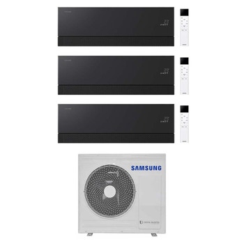 Immagine di Samsung WINDFREE Première Climatizzatore a parete trial split inverter Wi-Fi soapstone charcoal | unità esterna R32 8 kW unità interne 7000+7000+7000 BTU AJ080TXJ4KG/EU+AR70H[07|07|07]C1ABNEU