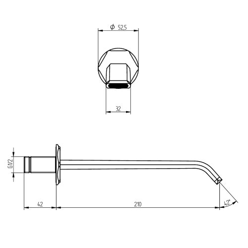 Immagine di Bellosta STRESA bocca lavabo da parete L. 21 cm, finitura cromo 01-174015