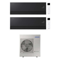 Immagine di Samsung WINDFREE Première Plus Climatizzatore a parete dual split inverter Wi-Fi soapstone charcoal | unità esterna R32 10 kW unità interne 7000+7000 BTU AJ100TXJ5KG/EU+AR70H[07|07]CAABNEU