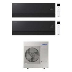 Immagine di Samsung WINDFREE Première Plus Climatizzatore a parete dual split inverter Wi-Fi soapstone charcoal | unità esterna R32 10 kW unità interne 9000+12000 BTU AJ100TXJ5KG/EU+AR70H[09|12]CAABNEU