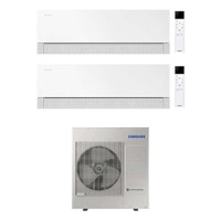 Immagine di Samsung WINDFREE Première Climatizzatore a parete dual split inverter Wi-Fi essential white | unità esterna R32 10 kW unità interne 7000+7000 BTU AJ100TXJ5KG/EU+AR70H[07|07]C1AWNEU