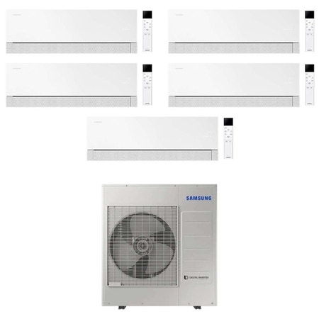 Immagine di Samsung WINDFREE Première Plus Climatizzatore a parete penta split inverter Wi-Fi essential white | unità esterna R32 10 kW unità interne 7000+7000+7000+7000+7000 BTU AJ100TXJ5KG/EU+AR70H[07|07|07|07|07]CAAWNEU