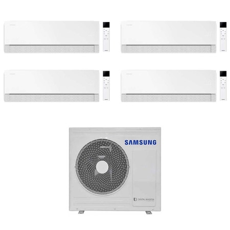 Immagine di Samsung WINDFREE Première Plus Climatizzatore a parete quadri split inverter Wi-Fi essential white | unità esterna R32 8 kW unità interne 7000+7000+7000+7000 BTU AJ080TXJ4KG/EU+AR70H[07|07|07|07]CAAWNEU