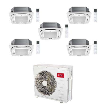 Immagine di TCL CASSETTE 4 VIE Climatizzatore a cassetta penta split inverter Wi-Fi bianco | unità esterna R32 12.2 kW unità interne 9000+9000+9000+9000+9000 BTU MT4250+MN[09|09|09|09|09]SS2