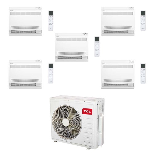Immagine di TCL CONSOLE Climatizzatore console da pavimento penta split inverter Wi-Fi bianco | unità esterna R32 12.2 kW unità interne 9000+9000+9000+9000+9000 BTU MT4250+MN[09|09|09|09|09]Z2
