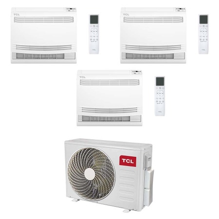 Immagine di TCL CONSOLE Climatizzatore console da pavimento trial split inverter Wi-Fi bianco | unità esterna R32 7.9 kW unità interne 9000+9000+9000 BTU MT2730+MN[09|09|09]Z2