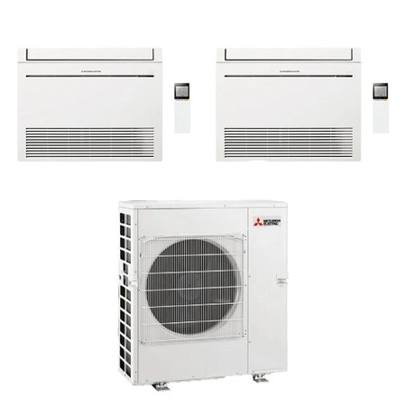 Immagine di Mitsubishi MFZ-KT Console Climatizzatore a pavimento dual split inverter Wi-Fi bianco | unità esterna R32 12 kW unità interne 18000+18000 BTU MXZ-6F120VF+MFZ-KT[50|50]VGK