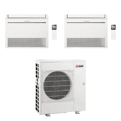 Immagine di Mitsubishi MFZ-KT Console Climatizzatore a pavimento dual split inverter Wi-Fi bianco | unità esterna R32 12 kW unità interne 18000+18000 BTU MXZ-6F120VF+MFZ-KT[50|50]VGK