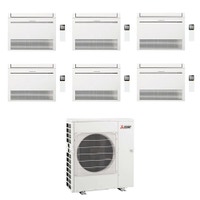 Immagine di Mitsubishi MFZ-KT Console Climatizzatore a pavimento esa split inverter Wi-Fi bianco | unità esterna R32 12 kW unità interne 9000+9000+9000+9000+9000+12000 BTU MXZ-6F120VF+MFZ-KT[25|25|25|25|25|35]VGK