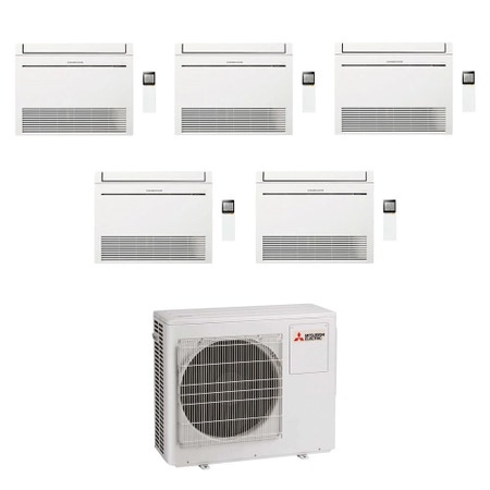 Immagine di Mitsubishi MFZ-KT Console Climatizzatore a pavimento penta split inverter Wi-Fi bianco | unità esterna R32 10.2 kW unità interne 9000+9000+9000+9000+9000 BTU MXZ-5F102VF2+MFZ-KT[25|25|25|25|25]VGK
