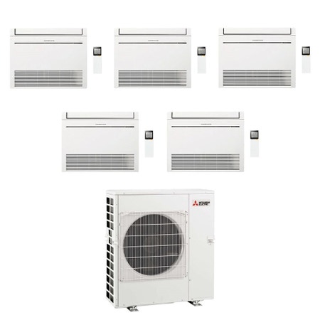 Immagine di Mitsubishi MFZ-KT Console Climatizzatore a pavimento penta split inverter Wi-Fi bianco | unità esterna R32 12 kW unità interne 9000+9000+9000+9000+9000 BTU MXZ-6F120VF+MFZ-KT[25|25|25|25|25]VGK