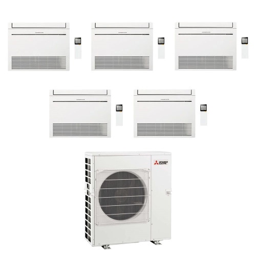 Immagine di Mitsubishi MFZ-KT Console Climatizzatore a pavimento penta split inverter Wi-Fi bianco | unità esterna R32 12 kW unità interne 9000+9000+9000+9000+9000 BTU MXZ-6F120VF+MFZ-KT[25|25|25|25|25]VGK