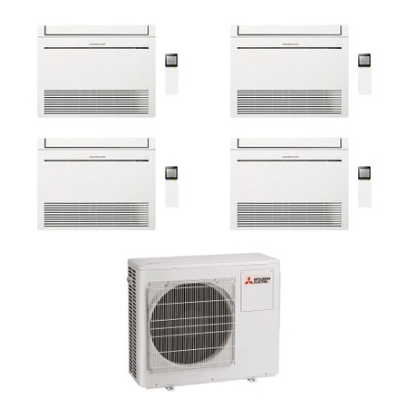 Immagine di Mitsubishi MFZ-KT Console Climatizzatore a pavimento quadri split inverter Wi-Fi bianco | unità esterna R32 10.2 kW unità interne 9000+9000+9000+9000 BTU MXZ-5F102VF2+MFZ-KT[25|25|25|25]VGK