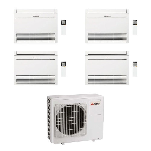 Immagine di Mitsubishi MFZ-KT Console Climatizzatore a pavimento quadri split inverter Wi-Fi bianco | unità esterna R32 10.2 kW unità interne 9000+9000+9000+9000 BTU MXZ-5F102VF2+MFZ-KT[25|25|25|25]VGK