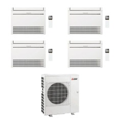 Immagine di Mitsubishi MFZ-KT Console Climatizzatore a pavimento quadri split inverter Wi-Fi bianco | unità esterna R32 12 kW unità interne 9000+9000+9000+9000 BTU MXZ-6F120VF+MFZ-KT[25|25|25|25]VGK