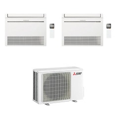 Immagine di Mitsubishi MFZ-KT Console Climatizzatore a pavimento dual split inverter Wi-Fi bianco | unità esterna R32 5.3 kW unità interne 9000+9000 BTU MXZ-2F53VF4+MFZ-KT[25|25]VGK