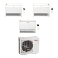 Immagine di Mitsubishi MFZ-KT Console Climatizzatore a pavimento trial split inverter Wi-Fi bianco | unità esterna R32 10.2 kW unità interne 9000+9000+9000 BTU MXZ-5F102VF2+MFZ-KT[25|25|25]VGK