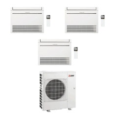 Immagine di Mitsubishi MFZ-KT Console Climatizzatore a pavimento trial split inverter Wi-Fi bianco | unità esterna R32 8.3 kW unità interne 9000+9000+9000 BTU MXZ-4F83VFHZ2+MFZ-KT[25|25|25]VGK