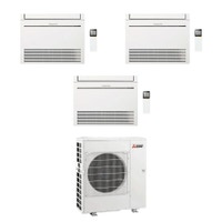 Immagine di Mitsubishi MFZ-KT Console Climatizzatore a pavimento trial split inverter Wi-Fi bianco | unità esterna R32 12 kW unità interne 9000+9000+12000 BTU MXZ-6F120VF+MFZ-KT[25|25|35]VGK